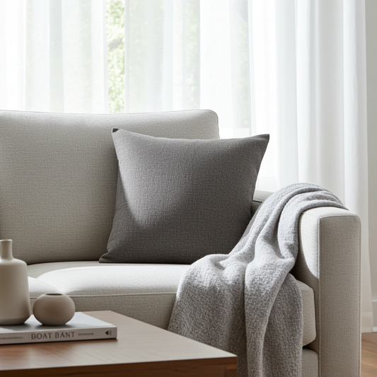 Linen Look Cushion - Granite