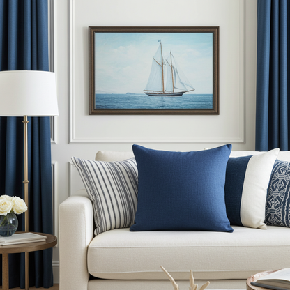 Linen Look Cushion - Navy
